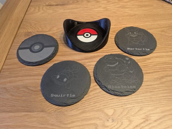Original Starter Pokémon Slate Coaster Set with Display Stand