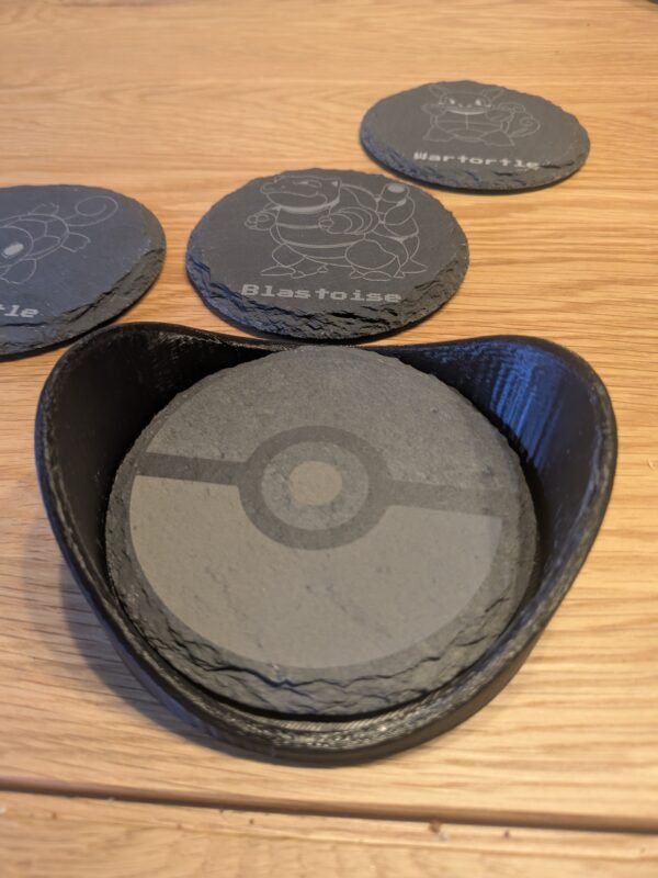 Pokémon Evolution Slate Coaster Set with Holder - Featuring Squirtle Collection & Pokéball Display Stand - Image 2
