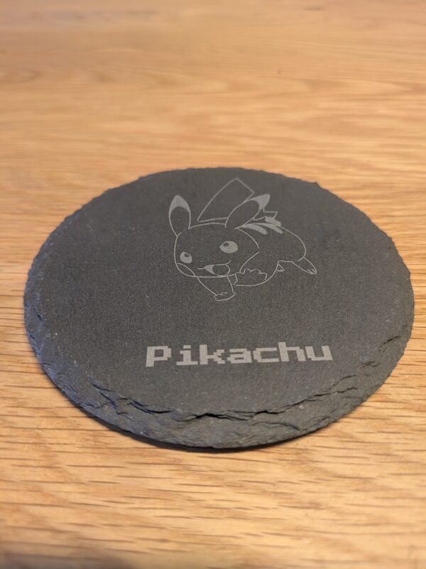 Original Starter Pokémon & Pikachu Slate Coaster Set with Display Stand - Image 3