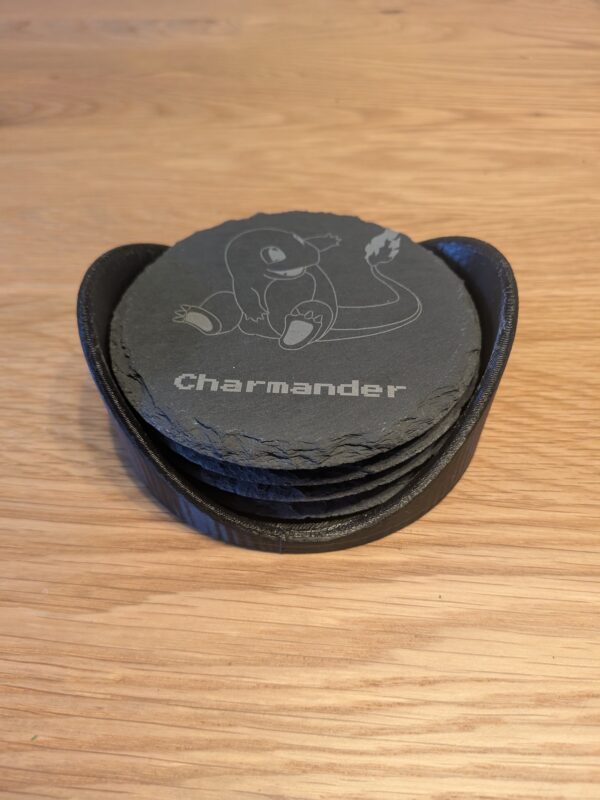 Original Starter Pokémon & Pikachu Slate Coaster Set with Display Stand - Image 7