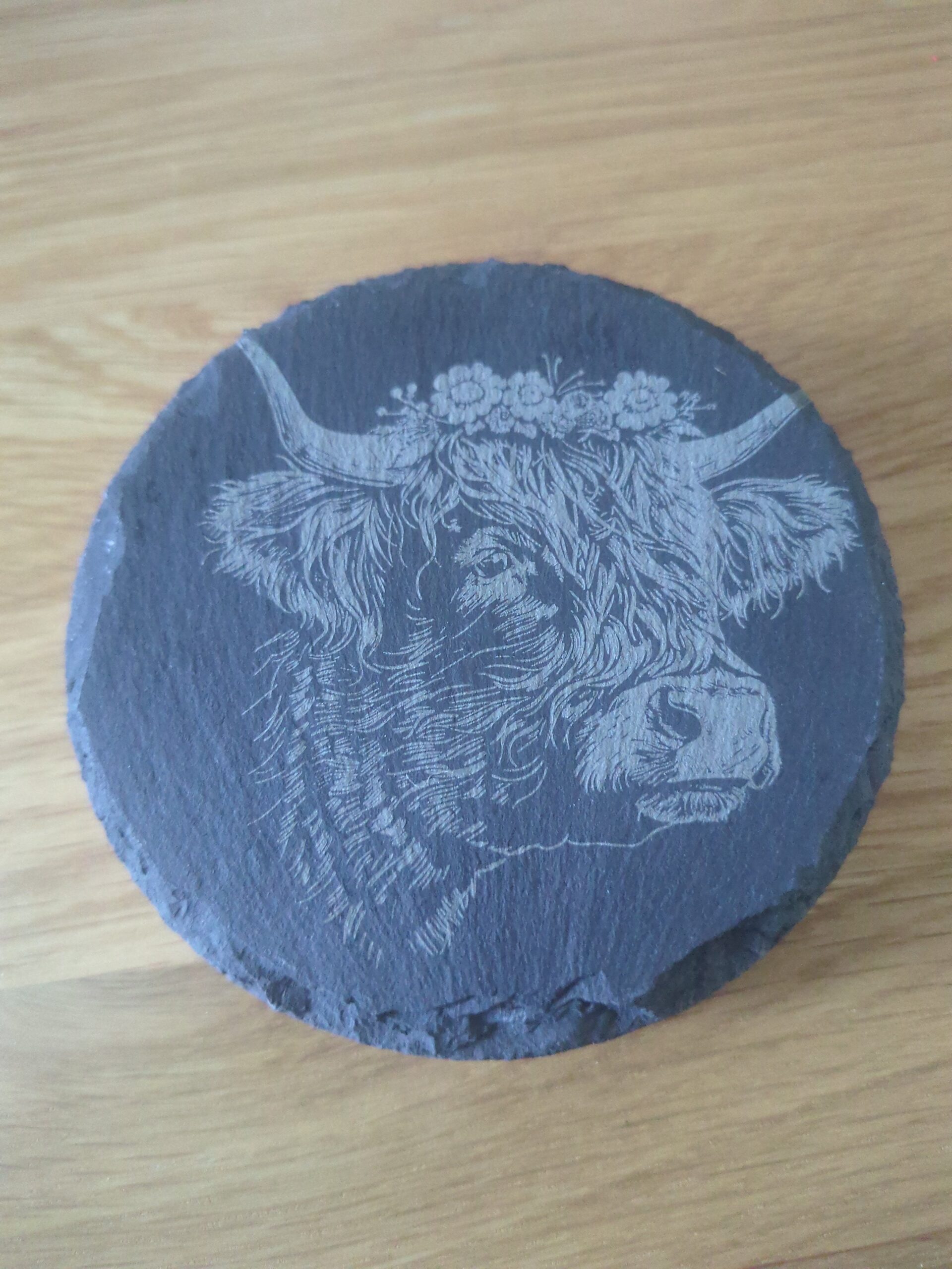Highland Cow Slate Coaster Set